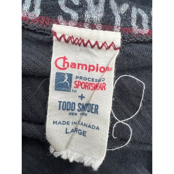 Todd Snyder Champion L Muscle Tee Supima Modal Black Red Graphic 90s - Picture 3 of 10